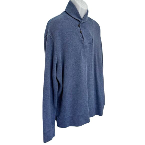 Polo Ralph Lauren Luxury Jersey Shawl Heather Blue Pullover Sweater size XL Mens - Picture 10 of 12